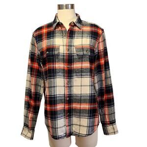 Old Navy Women's Shirt Size S Flannel Regular Fit Plaid Multi Color Cute Sporty